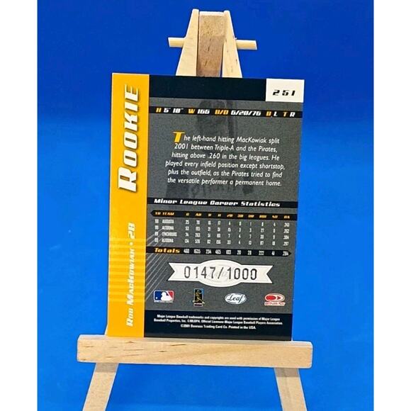 2001 Leaf Limited - Rob Mackowiak #251 /1000 (RC) - Picture 4 of 5